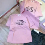 Áo thun nữ Baby Tee ôm body từ 35kg - 55kg in chữ JUSTUS