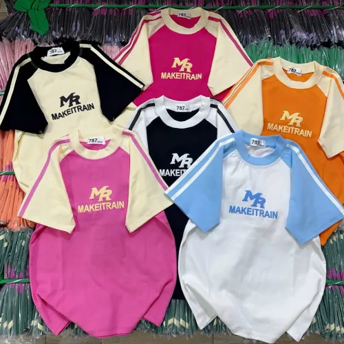 Áo thun nữ Baby Tee ôm body từ 35kg - 55kg in chữ MAKEITRAIN