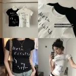 Áo thun nữ Baby Tee ôm body từ 35kg - 55kg in chữ Meta