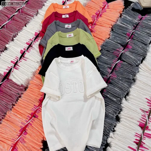 Áo thun nữ Baby Tee ôm body từ 35kg - 55kg In chữ Nổi BOSTON