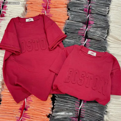 Áo thun nữ Baby Tee ôm body từ 35kg - 55kg In chữ Nổi BOSTON