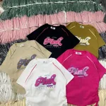 Áo thun nữ Baby Tee ôm body từ 35kg - 55kg in chữ Pink