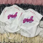 Áo thun nữ Baby Tee ôm body từ 35kg - 55kg in chữ Pink