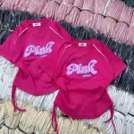 Áo thun nữ Baby Tee ôm body từ 35kg - 55kg in chữ Pink