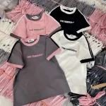 Áo thun nữ Baby Tee ôm body từ 35kg - 55kg in chữ THE FAMOUS