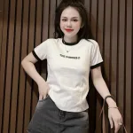 Áo thun nữ Baby Tee ôm body từ 35kg - 55kg in chữ THE FAMOUS