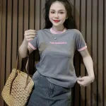 Áo thun nữ Baby Tee ôm body từ 35kg - 55kg in chữ THE FAMOUS