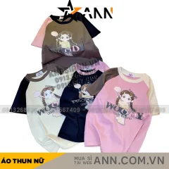 Áo thun nữ Baby Tee ôm body từ 35kg - 55kg in hình bé gái