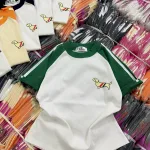 Áo thun nữ Baby Tee ôm body từ 35kg - 55kg in Hình Con Chó bên trái