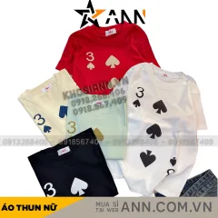Áo thun nữ Baby Tee ôm body từ 35kg - 55kg in hình lá bài