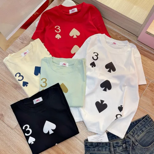Áo thun nữ Baby Tee ôm body từ 35kg - 55kg in hình lá bài