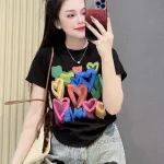 Áo thun nữ Baby Tee ôm body từ 35kg - 55kg In hình trái tim màu