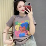 Áo thun nữ Baby Tee ôm body từ 35kg - 55kg In hình trái tim màu