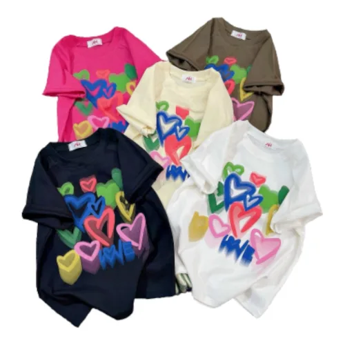 Áo thun nữ Baby Tee ôm body từ 35kg - 55kg In hình trái tim màu