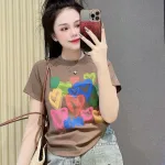 Áo thun nữ Baby Tee ôm body từ 35kg - 55kg In hình trái tim màu