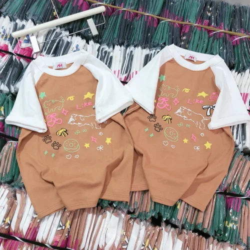 Áo thun nữ Baby Tee ôm body từ 35kg - 55kg in nhiều hình chú mèo