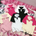 Áo thun nữ Cổ Bẻ thuê logo gấu Baby Tee ôm body từ 35kg - 55kg