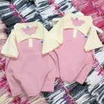 Áo thun nữ Cổ Bẻ thuê logo gấu Baby Tee ôm body từ 35kg - 55kg
