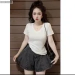 Áo thun nữ cổ tim trơn Baby Tee ôm body từ 35kg - 55kg