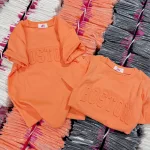 Áo Thun Nữ Cổ Tròn Baby Tee In Dập Nổi Chữ BOSTON Mạc AH787