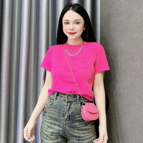 Áo Thun Nữ Cổ Tròn Baby Tee In Dập Nổi Chữ ICE Mạc AH787