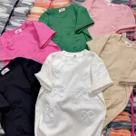 Áo Thun Nữ Cổ Tròn Baby Tee In Dập Nổi Hình Nơ Mạc AH787
