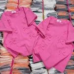 Áo Thun Nữ Cổ Tròn Baby Tee In Dập Nổi Hình Nơ Mạc AH787