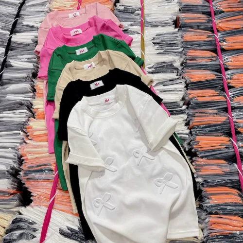 Áo Thun Nữ Cổ Tròn Baby Tee In Dập Nổi Hình Nơ Mạc AH787