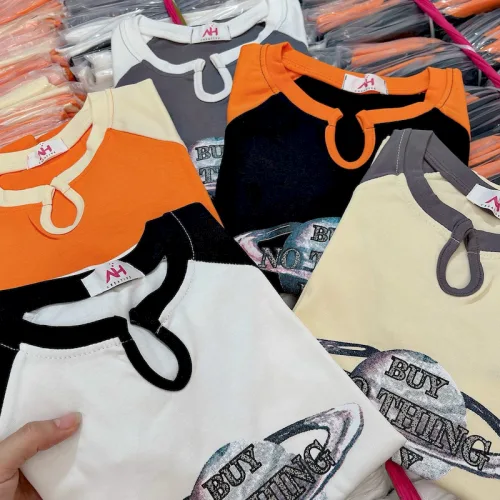 Áo Thun Nữ Cổ Tròn Baby Tee In Hình Cổ Khoét Giọt Nước Mạc AH787