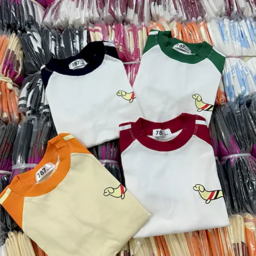 Áo Thun Nữ Cổ Tròn Baby Tee Tay Phối Màu In Hình Cún Mạc AH787