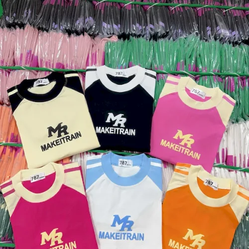 Áo Thun Nữ Cổ Tròn Baby Tee Tay Viền Sọc In Chữ Nổi MR AH787