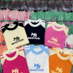 Áo Thun Nữ Cổ Tròn Baby Tee Tay Viền Sọc In Chữ Nổi MR AH787
