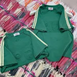 Áo Thun Nữ Cổ Tròn Baby Tee Tay Viền Sọc In Dập Nổi Chữ A Mạc AH787