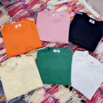 Áo Thun Nữ Cổ Tròn Baby Tee Tay Viền Sọc In Dập Nổi Chữ A Mạc AH787
