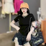 Áo Thun Nữ Cổ Tròn Baby Tee Trơn Viền Sọc Eo Mạc AH787