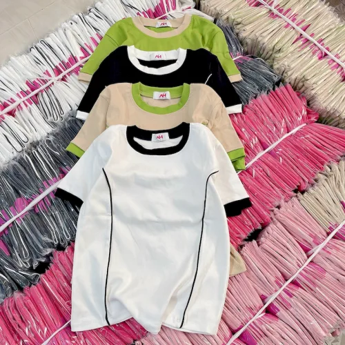 Áo Thun Nữ Cổ Tròn Baby Tee Trơn Viền Sọc Eo Mạc AH787
