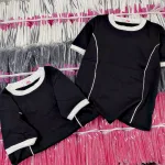 Áo Thun Nữ Cổ Tròn Baby Tee Trơn Viền Sọc Eo Mạc AH787