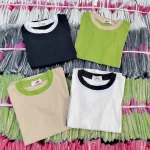 Áo Thun Nữ Cổ Tròn Baby Tee Trơn Viền Sọc Eo Mạc AH787