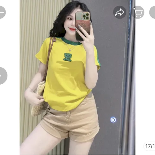 Áo Thun Nữ Cổ Tròn Baby Tee Viền Bo Màu In Chữ Gấu Mạc AH787