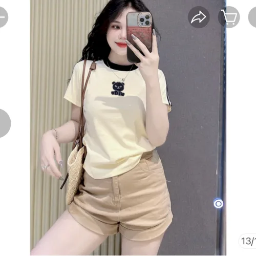 Áo Thun Nữ Cổ Tròn Baby Tee Viền Bo Màu In Chữ Gấu Mạc AH787