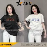 Áo Thun Nữ Cổ Tròn Form Đại In Chữ STYLE Size XL(65-85kg)