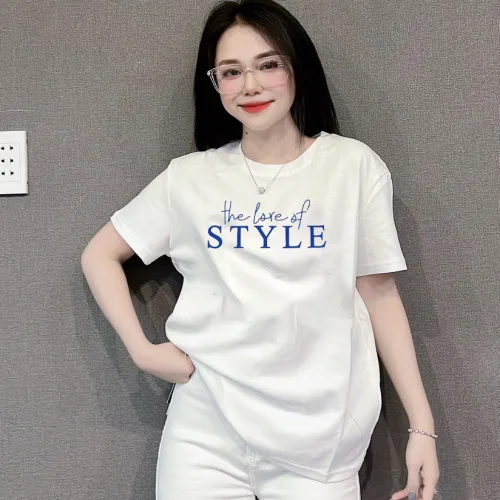 Áo Thun Nữ Cổ Tròn Form Đại In Chữ STYLE Size XL(65-85kg)