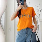 Áo Thun Nữ Cổ Tròn Form Đại In Chữ STYLE Size XL(65-85kg)