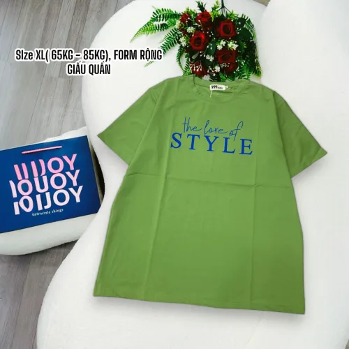 Áo Thun Nữ Cổ Tròn Form Đại In Chữ STYLE Size XL(65-85kg)
