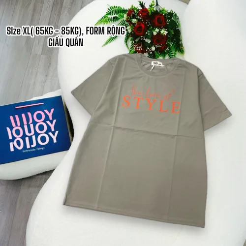 Áo Thun Nữ Cổ Tròn Form Đại In Chữ STYLE Size XL(65-85kg)
