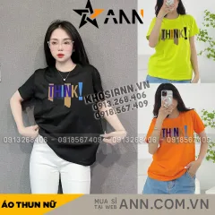 Áo Thun Nữ Cổ Tròn Form Đại In Chữ THINK Size XL(65-85kg)