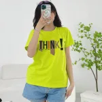Áo Thun Nữ Cổ Tròn Form Đại In Chữ THINK Size XL(65-85kg)