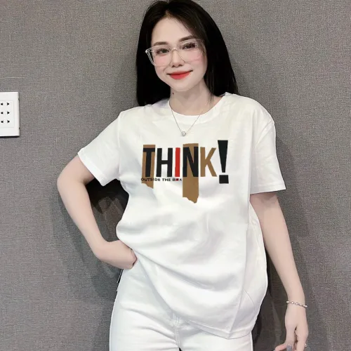 Áo Thun Nữ Cổ Tròn Form Đại In Chữ THINK Size XL(65-85kg)