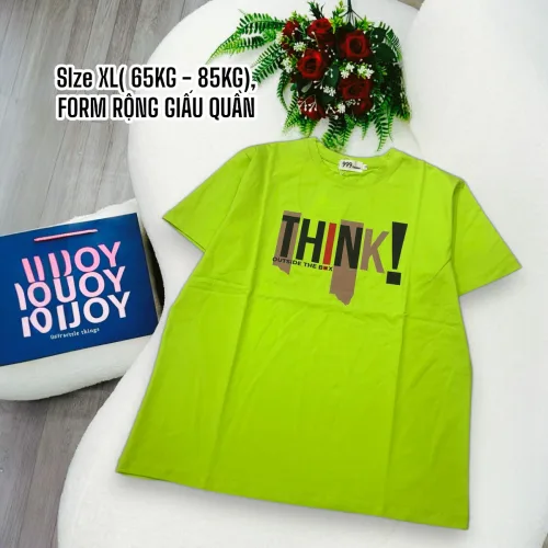 Áo Thun Nữ Cổ Tròn Form Đại In Chữ THINK Size XL(65-85kg)