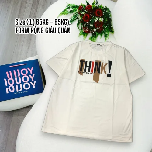 Áo Thun Nữ Cổ Tròn Form Đại In Chữ THINK Size XL(65-85kg)